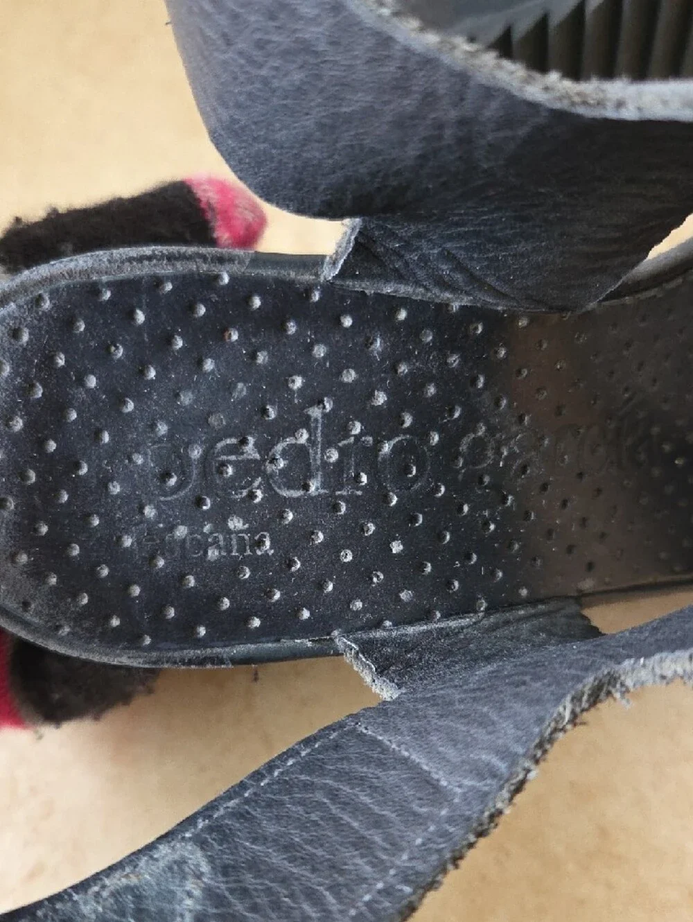 Pedro Garcia Black Leather & Suede Wedge Platform Sandals Velcro 4.5